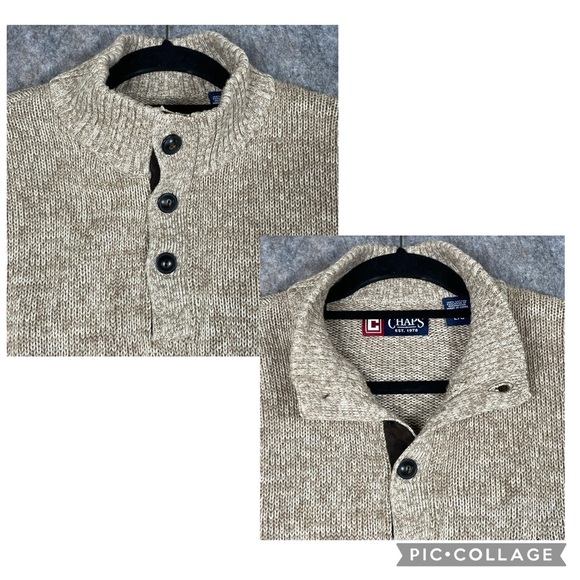 Chaps Brown Elbow Patch Preppy Academia Classic Cozy Grandpa Sweater* - Sz L - Picture 5 of 16